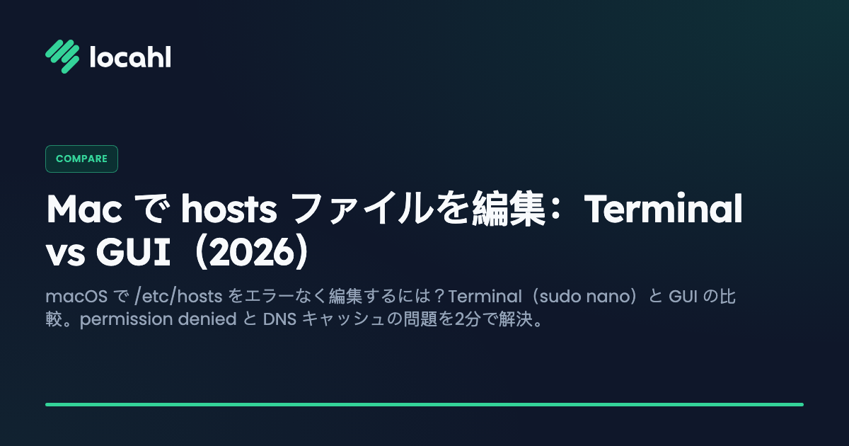 Mac で hosts ファイルを編集:Terminal vs GUI(2026)